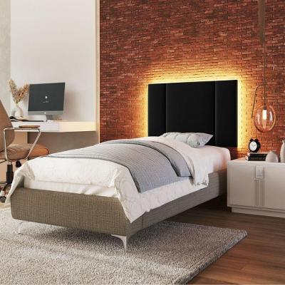 Cabeceira Estofada Cama Box Solteiro Com Led Star 90 Cm veludo Preto