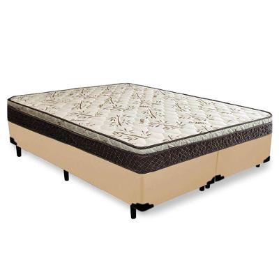 Cama Box Queen Bipartido Sintético + Colchão Elegance Ortopédico Espuma D33 Extra Firme 158x198x63 Bege