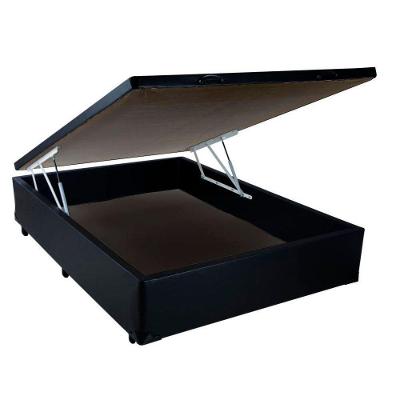 Cama Box Baú Casal Extremo Reforçado King Design Sintético Preto 138x188x41