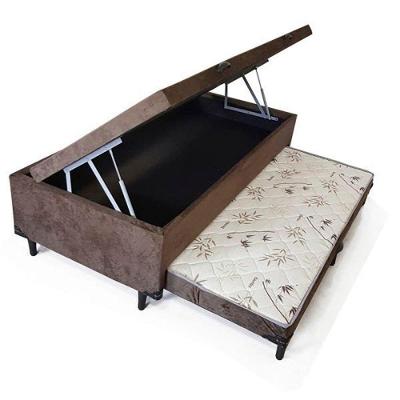 Cama Box Baú Auxiliar Solteiro Suede Espuma 8cm 88x188x45 Marrom