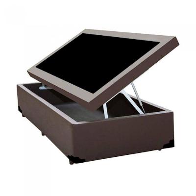 Cama Box Baú Solteiro King Design Sintético Marrom 88x188x41