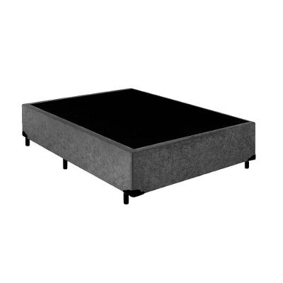 Cama Box Casal Blindado Extremo Reforçado King Design Suede Cinza 138x188x40