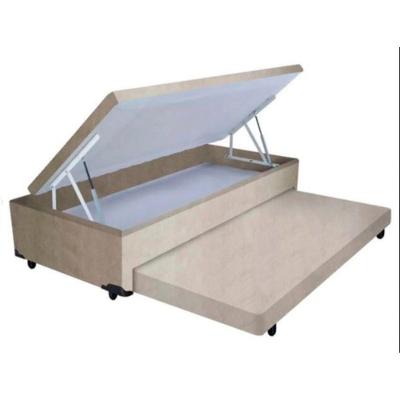 Cama Box Baú Auxiliar Solteiro Suede Espuma 8cm 88x188x45 Bege