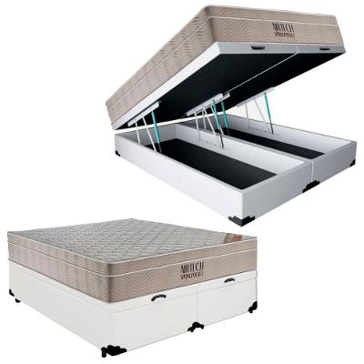 Cama Box Baú Casal Sintético Bipartido + Colchão Ortobom Airtech Molas Ensacadas 138x188x65 Branco