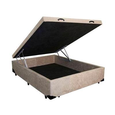 Cama Box Baú Blindado Viúva King Design Suede Bege 128x188x41