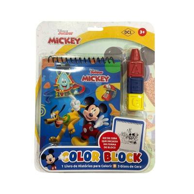 Livro Infantil Mickey Para Colorir Com 3 Gizes De Cera Em Bloco