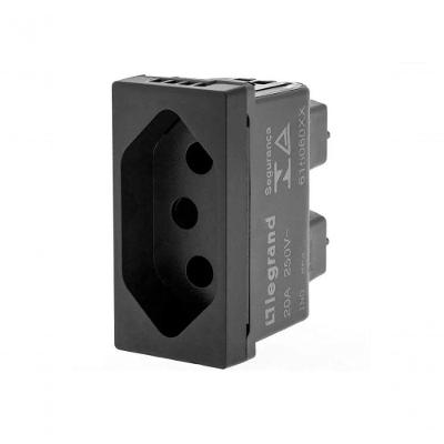 Tomada 2p+t 20a 250v B. Parafuso 1m Preta 615060pt