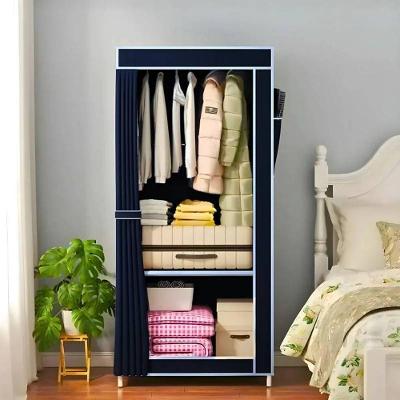 Guarda Roupa Azul Closet Solteiro Organizador Com Capa