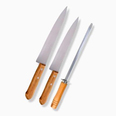 Kit Com 02 Facas + 01 Chaira Profissional Inox Churrasco