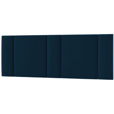 Cabeceira Estofada Cama Casal Queen Size Led Star 160 Cm Bivolt veludo Azul Marinho