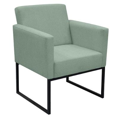 Poltrona Jade Conforto Aconchego Tecido Boucle Base Metálica Verde