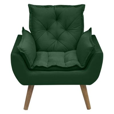 Poltrona Opala Conforto Decorativa Em Veludo Com Pés Palito Verde