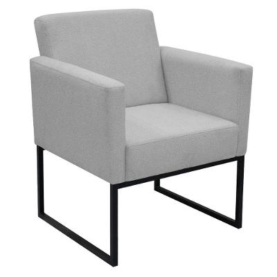 Poltrona Jade Conforto Aconchego Tecido Boucle Base Metálica Cinza Escuro