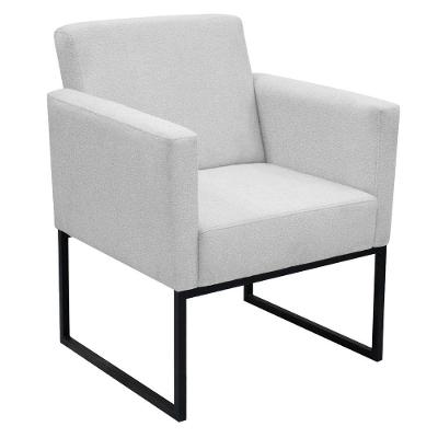 Poltrona Jade Conforto Aconchego Tecido Boucle Base Metálica Cinza