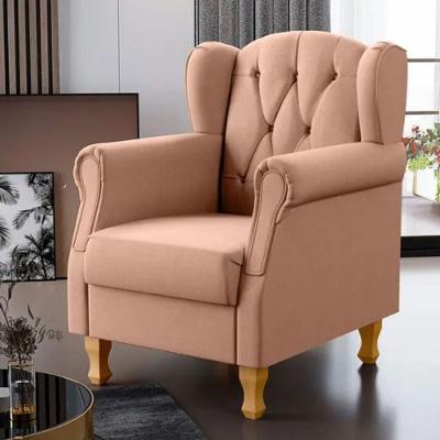 Poltrona Decorativa Para Sala De Estar Recepção Malu Linho Linho Rosê