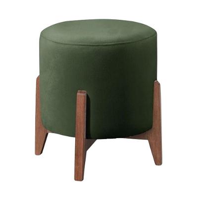 Puff Estofado Decorativo Para Sala Redondo Londres Veludo verde
