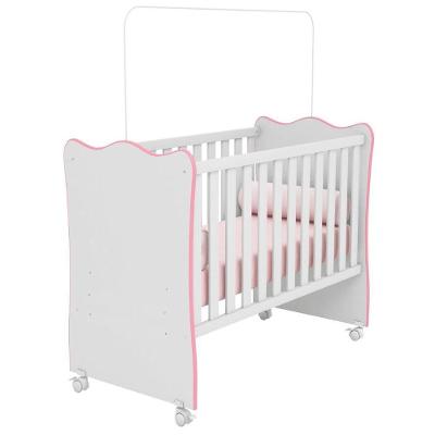 Berço De Bebê Doce Sonho Para Quarto De Bebê Com Rodízios branco Rosa