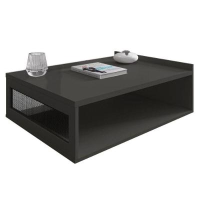 Mesa De Centro Decorativa Em Mdf Com Tela Para Sala De Estar cinza Régio
