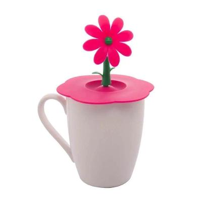 Tampa Lyor De Silicone Para Copos E Xícaras Flor Rosa 10,5cm