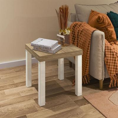 Mesa Lateral Apoio Quadrada 45cm Com Pés Multimóveis Cr45303 Carvalho-off White