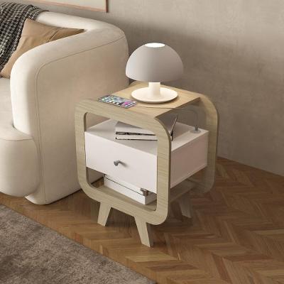 Mesa Lateral Com 1 Gaveta E Portas Usb Multimóveis Cr45304 Naturale-branco