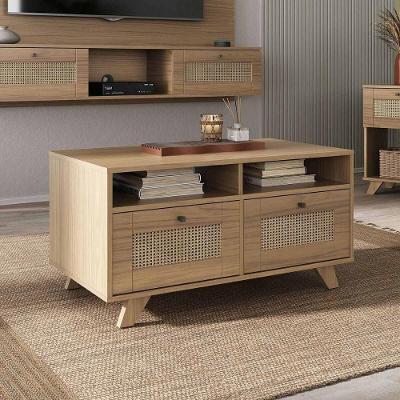 Mesa De Centro Retangular 2 Gavetas 91cm Retrô Multimóveis Cr45313 Carvalho