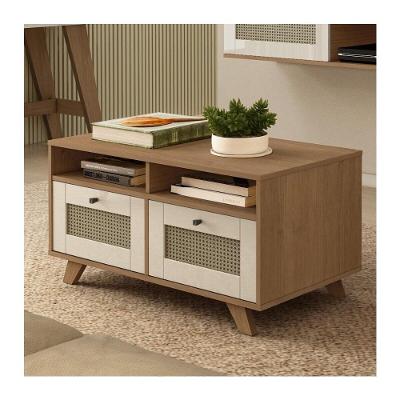 Mesa De Centro Retangular 2 Gavetas 91cm Retrô Multimóveis Cr45313 Cinamomo-off White