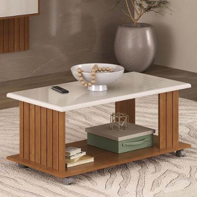 Mesa De Centro Retangular 100cm Com Rodízios Multimóveis Cr45309 Cinamomo-off White
