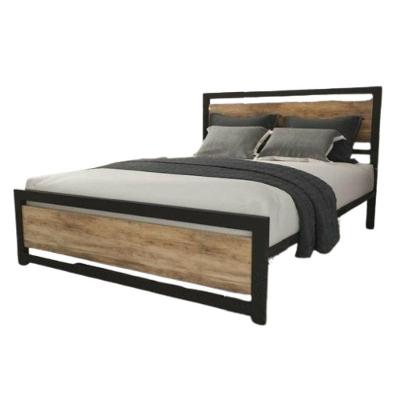 Cama Casal Com Cabeceira Robusta Aço Ferro Tamanho Padrão 138x188 Cor Preto Mdf Claro Mobbili Ca-02