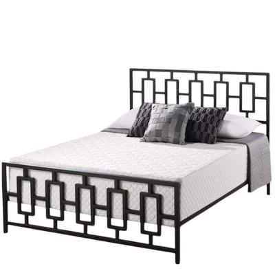 Cama Casal Com Cabeceira Robusta Aço Ferro Metal Tamanho Padrão 138x188 Cor Preto Estilo Industrial Mobbili Ca-01