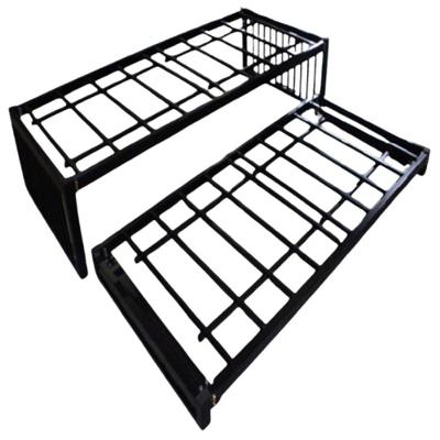 Cama Solteiro + Auxiliar Sem Cabeceira Robusta Aço Ferro Metal Especial 88x188 Cor Preto Mobbili Cs-03