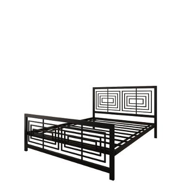 Cama Casal Com Cabeceira Robusta Aço Ferro Metal Tamanho Padrão 138x188 Cor Preto Mobbili Ca-06