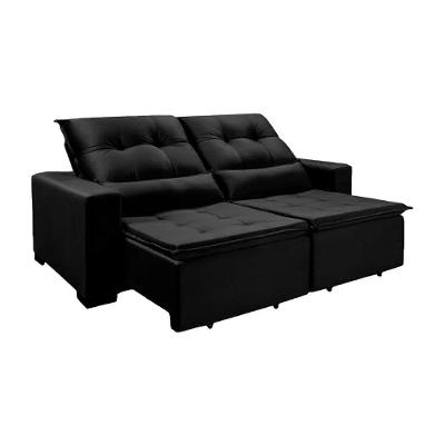Sofá 5 Lugares Chicago Molas Bonnel 2.30 Mts Veludo Preto