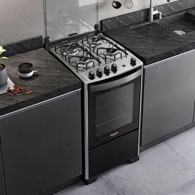 Fogão 4 Bocas Com Mesa Inox Dako Magister Preto Bivolt