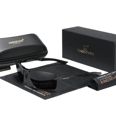 Óculos Kingseven De Alumínio Uv 400 Quadrados Polarização Uv 400 Preto