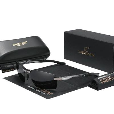 Óculos Kingseven De Alumínio Uv 400 Quadrados Polarização Uv 400 Cinza