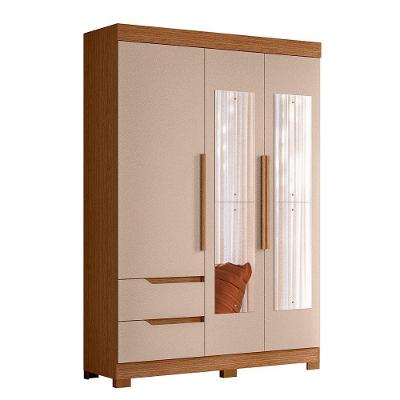 Guarda Roupa Vivacce Solteiro 3 Portas Com Espelho Albatroz Jatobá/fendi Metallic