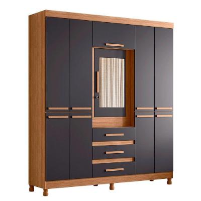 Guarda Roupa Fusion Casal 8 Portas Com Espelho Albatroz Nature/titanium