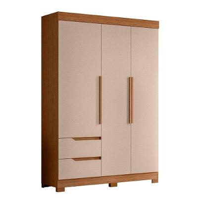 Guarda Roupa Vivacce Solteiro 3 Portas Albatroz Moveis Jatobá/fendi Metallic