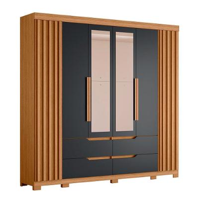 Guarda Roupa Doble Casal 6 Portas Com Espelho Albatroz Nature/titanium