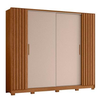 Guarda Roupa Jacarandá Ripado Com Portas De Correr Albatroz Jatobá/fendi Metallic