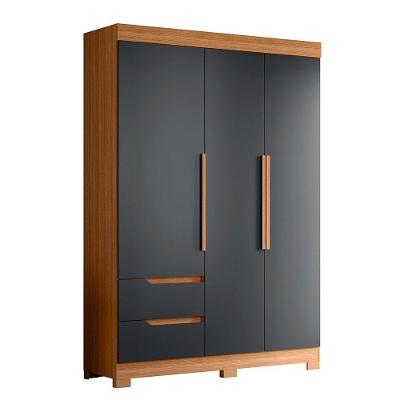 Guarda Roupa Vivacce Solteiro 3 Portas Albatroz Moveis Nature/titanium