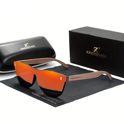 Óculos Com Design Madeira Quadrada Elegante, Lentes Polarizadas Madeira De Nogueira Vermelha