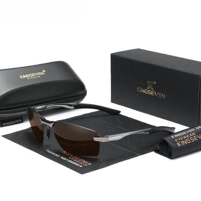 Óculos Kingseven De Alumínio Uv 400 Quadrados Polarização Uv 400 Marrom