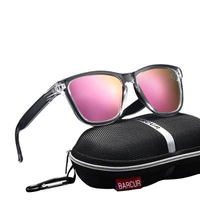 Óculos De Sol Polarizados Lentes Espelhadas Coloridas Barcur Rosa