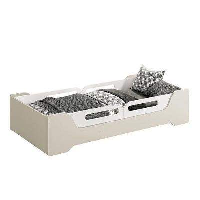Cama Evolutiva 2 Em 1 Zaki Areia Fosco Com 2 Kits Proteção Lateral Usinada - Reller Móveis Areia Fosco