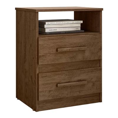 Mesa De Cabeceira Apolo 2 Gavetas Flex Castanho Wood - Moval Castanho Wood