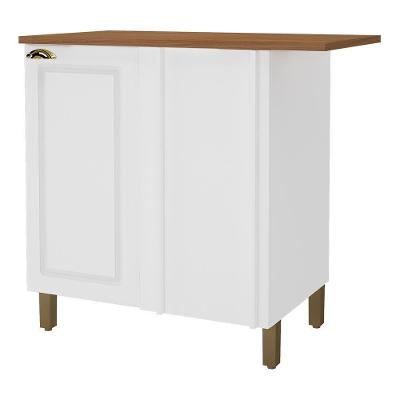 Balcão Canto Reto Firenze 96cm 1 Porta Branco Com Tampo Mdf - Indékes Branco