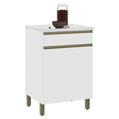 Balcão De Cozinha Dinamarca 60,7cm 1 Porta E 1 Gaveta Branco Com Tampo Mdp - Indékes Branco