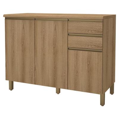 Balcão De Cozinha Dinamarca 120cm 3 Portas E 2 Gavetas Castani Com Tampo Mdp - Indékes Castani
